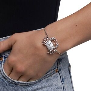 "Crab Walk" Silver Crab Charm Adjustable Bracelet